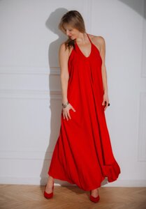 Жіноча довга сукня з відкритою спиною Red Pearl RAO WEAR One Size зріст 165-170 см