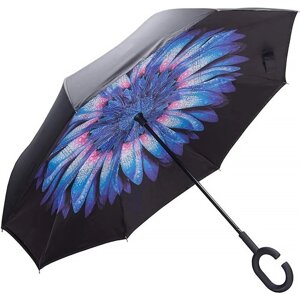 Парасолька навпаки Lesko Up-Brella Хризантема Синя (2907-75015)