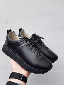 Жіночі кросівки шкіряні весняно-осінні чорні Emirro 2155 (37)