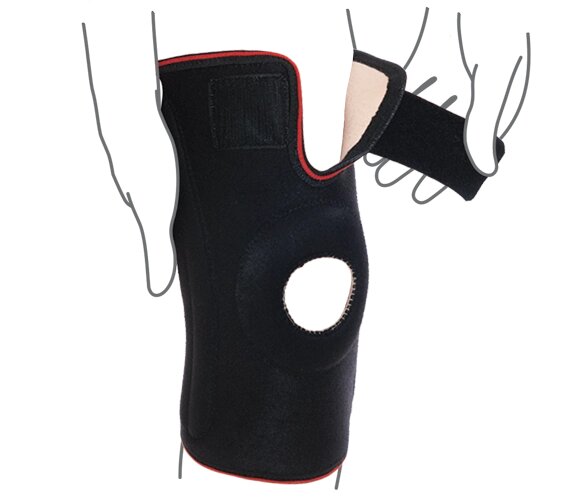 Бандаж на колінний суглоб зі спіральними ребрами жорсткості R6202, (чорний) від компанії Med-oborudovanie - фото 1