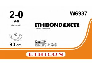 Етибонд (Ethibond) 2-0 колюче-ріжуча Таперкат (Tapercut) 2х17, 1/2 кола, зелений 90см, 12 шт/пак