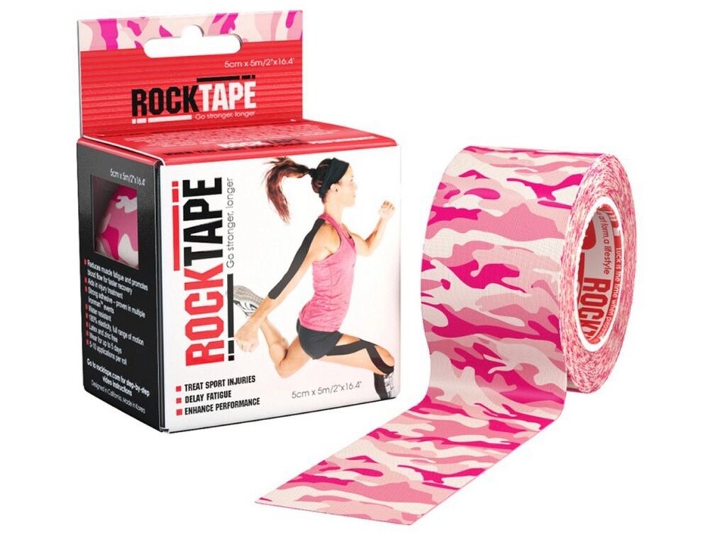 Кінезіі тейп Rock Tape Design Рожевий Камуфляж 5см 5м від компанії Med-oborudovanie - фото 1