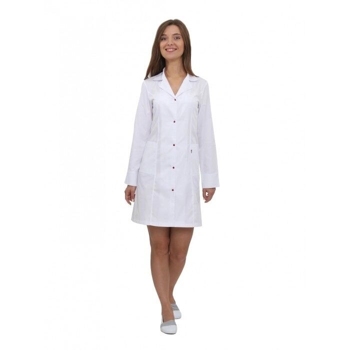 Медичний халат жіночий Англія білий №55 (тонка тканина) від компанії Med-oborudovanie - фото 1