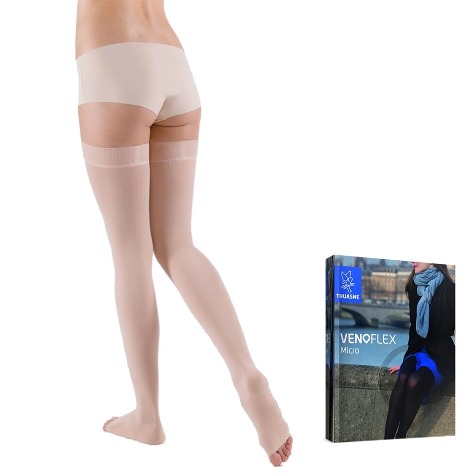 Панчохи компресійні жіночі Venoflex Micro 1 клас з відкритим носком, карамельні, стандартні від компанії Med-oborudovanie - фото 1