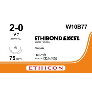 Етібонд (Ethibond) 2-0 колюче-ріжуча Таперкат (Tapercut) 2х26, 10*75см (5білих+5зелених) с прокл. 6*3*1.5, 6 шт/пак