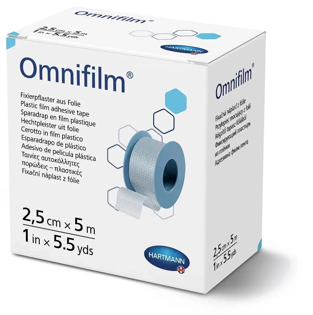 Пластир фіксуючий з прозорої плівки Omnifilm 2,5см х 5 м №1  20 шт/пак 240 шт/ящик від компанії Med-oborudovanie - фото 1