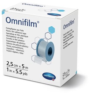 Пластир фіксуючий з прозорої плівки Omnifilm 2,5см х 5 м №1 20 шт/пак 240 шт/ящик