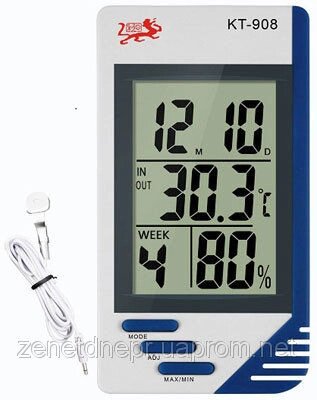 Термометр-гігрометр цифровий КТ 908 з виносним датчиком від компанії Med-oborudovanie - фото 1
