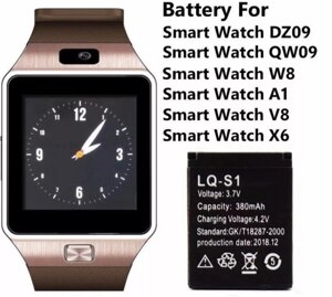Акумулятор для Smart Watch A1/V8/X6/GT08/DZ09/W8 YX-W9B Lq-S1 (3.7 В, 380Mah) smart watch смарт годинника