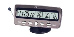 Автомобільні годинник з термометром і вольтметром VST 7045V