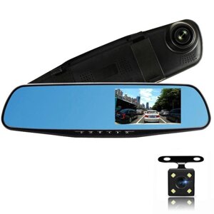 Автомобільний відеореєстратор-дзеркало L-9002, LCD 4.3 , 2 камери, 1080P Full HD