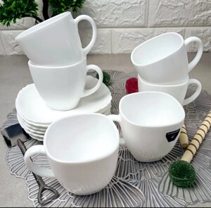 Чайний набір білий з квадратними блюдцями Luminarc Carine White (N6430)
