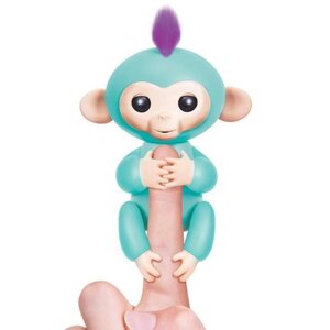 Інтерактивна іграшка - розумна мавпочка Fingerlings Monkey фингерлинкс монкей на палець синій та бірюзовий