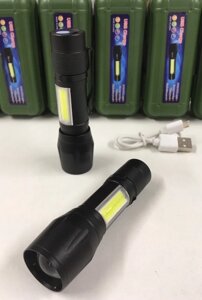 Потужний ліхтар кишеньковий акумуляторний портативний +COB Police BL-511 на акумуляторі фонарик