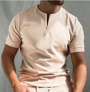 Чоловічий літній костюм футболка + шорти двонитка беж