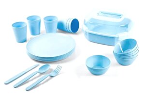Набір для пікніка Elegant на 6 персон UCSAN plastik (38 предмети) M-3929 блакитний і фіолетовий колір