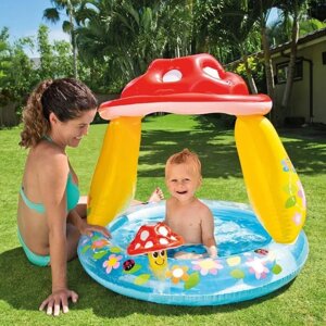 Надувний дитячий басейн із навісом Intex 57114 "Грибок" 102 * 89 см