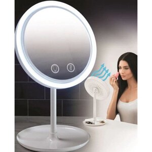 Косметичне дзеркало настільне NuBrilliance Beauty Breeze Mirror з підсвічуванням і вбудованим вентилятором