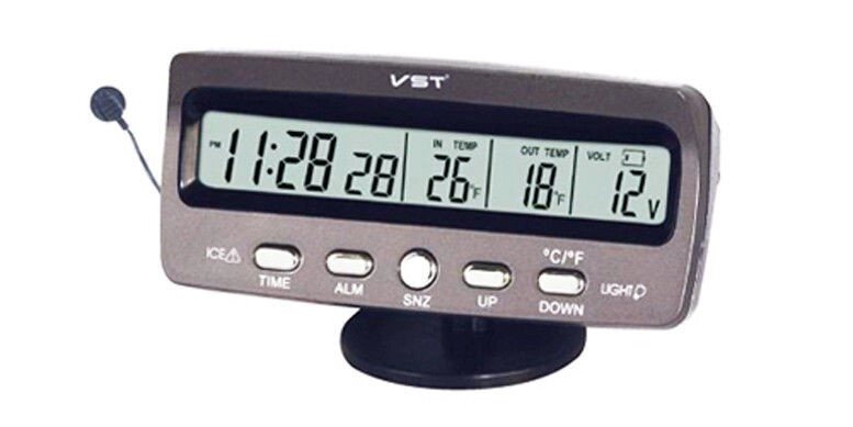 Автомобільні годинник з термометром і вольтметром VST 7045V - вибрати
