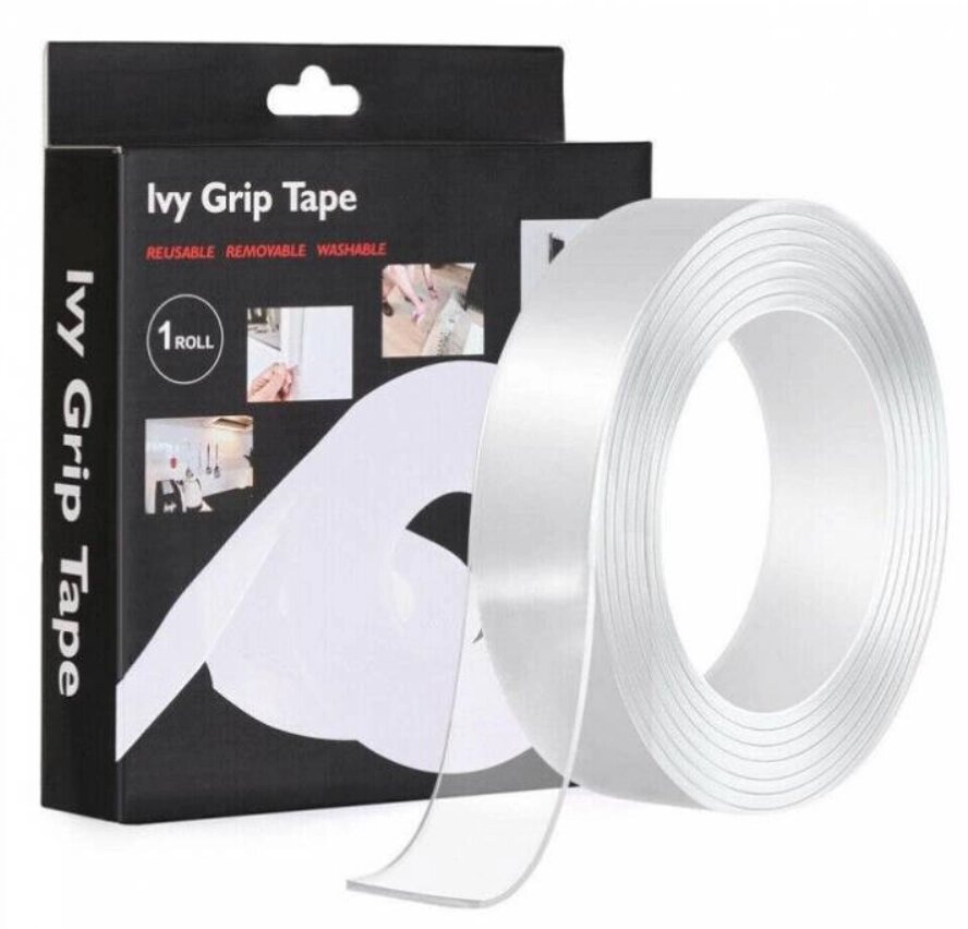 Багаторазова стрічка кріплення 3 м Ivy Grip Tape / Надсильна клейка гелієва стрічка - замовити