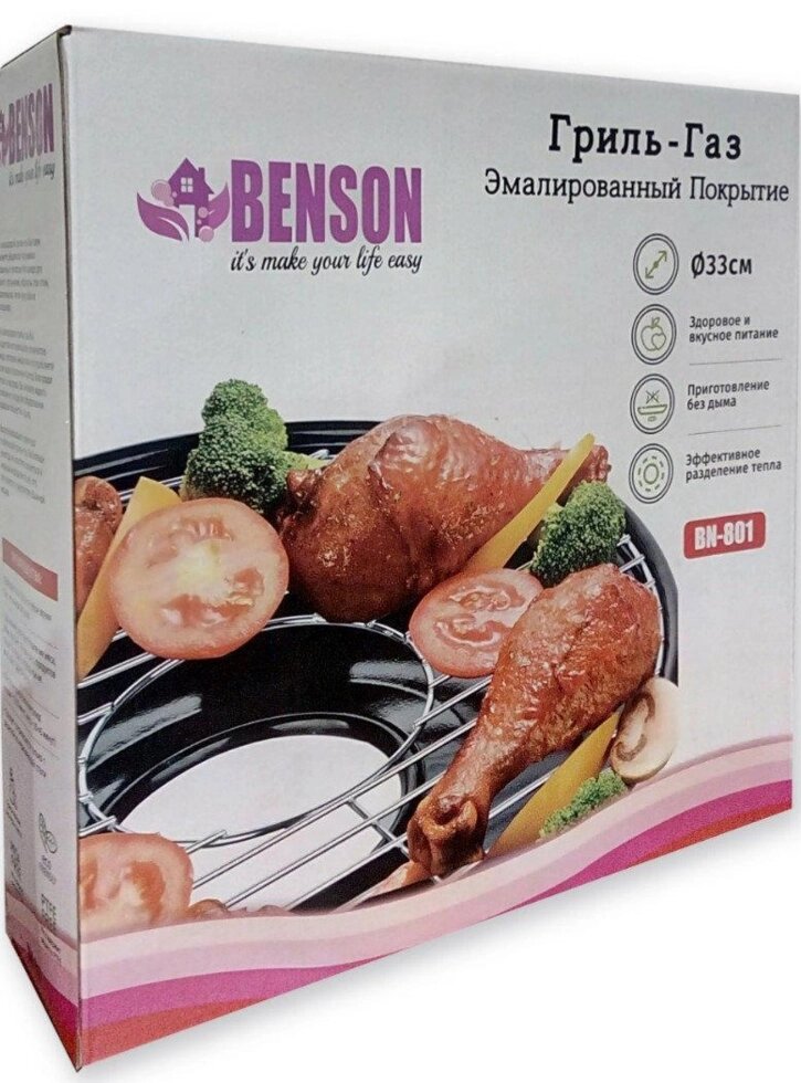 Сковорода гриль-газ Benson BN-801 з антипригарним покриттям - опис