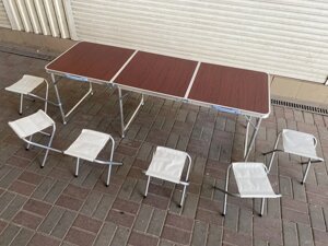 Розкладний стіл для пікніка (довжина 1.8 м) + 6 стільців Стіл для пікніка та відпочинку на природі — дуже зручний