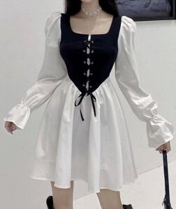 Шикарне плаття з корсетом білий + чорний