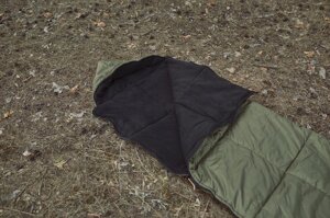 Спальний мішок з флісом ЗИМА (ковдра з капюшоном), Хакі, ширина 100 см