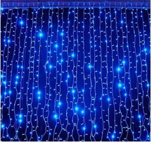 Світлодіодна гірлянда штора бахрома синя на 108 діодів