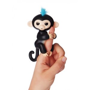 Розумна інтерактивна іграшка мавпочка Fingerlings Monkey фингерлинкс манкей синій та бірюзовий
