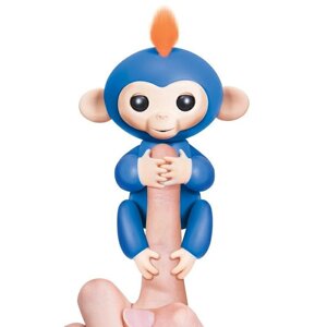 Розумна інтерактивна іграшка мавпочка Fingerlings Monkey фингерлинкс манкей синій та бірюзовий