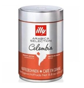 Illy Espresso Арабіка Колумбія, 250 г, Кава середнього обжарювання, в зернах, ж/б