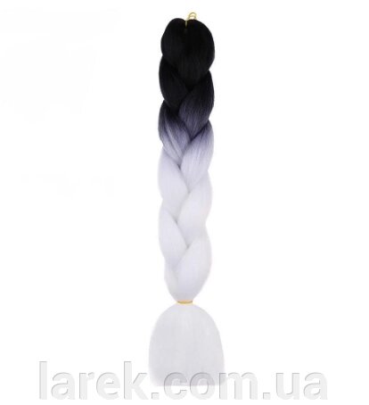 Канекалон кольорова коса чорна з білим сяючі від компанії Владимир - фото 1