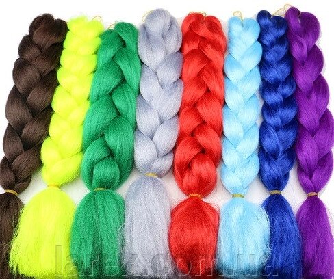Канекалон кольорові кіски різнокольорові пасма волосся для плетіння низька ціна від компанії Владимир - фото 1