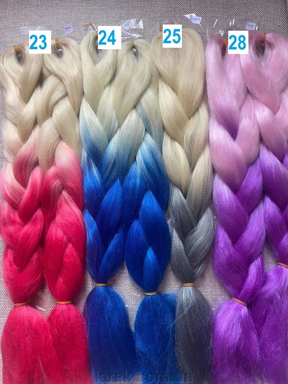 Канекалон сяючі 2-кольорові кіски різнокольорові пасма волосся для плетіння від компанії Владимир - фото 1