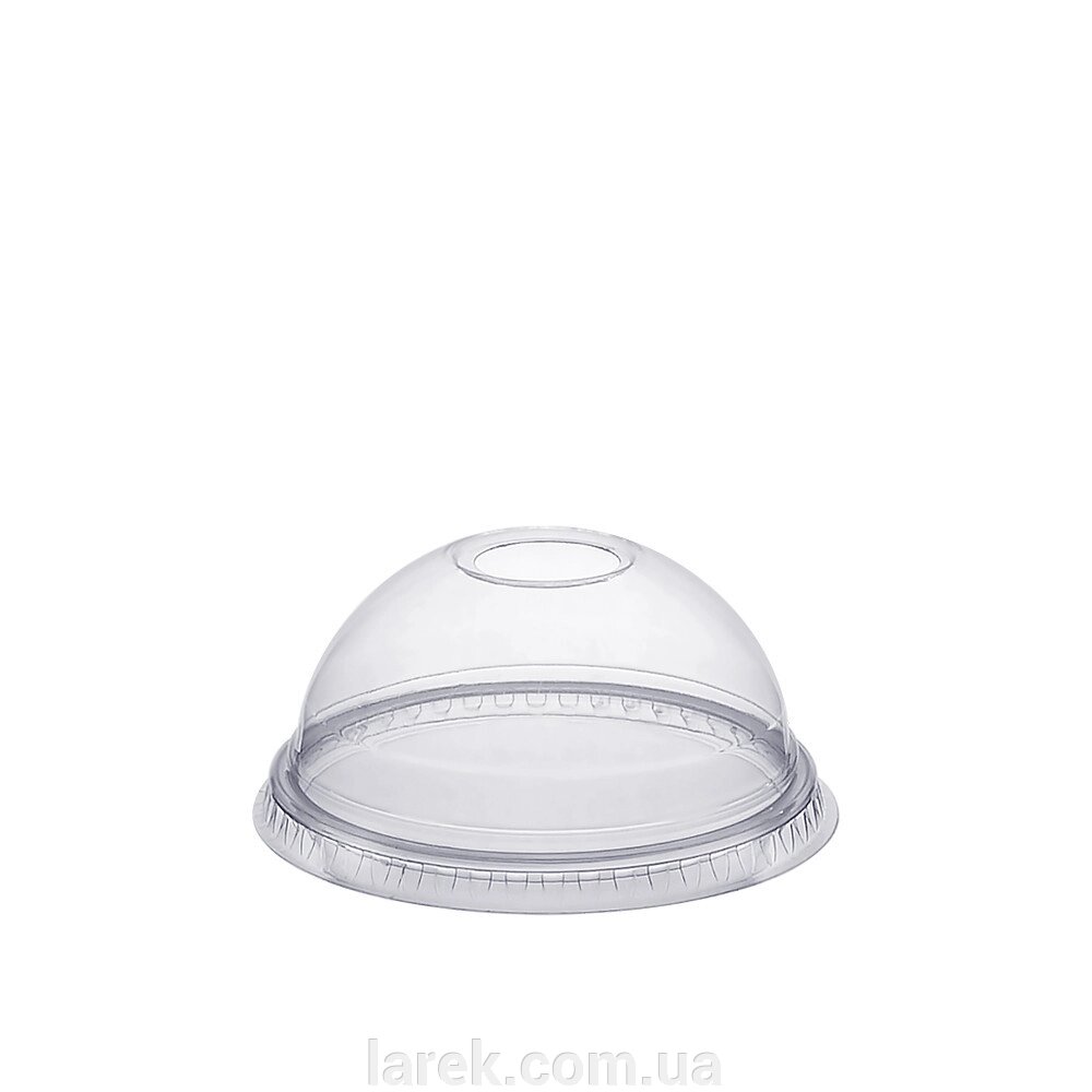 Одноразова ПЕТ кришка купольна з отвором, до склянки 200-500 мл 50шт, прозора від компанії Владимир - фото 1