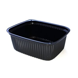 Одноразовий пластиковий контейнер 500 PET чорний 143*117*54 прямокутний без кришки, 500 шт/ящ