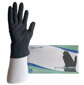 Care365 Synmax Винил-нитриловая перчатка, без пудры, цвет Черный уп. 100шт (50пар), Размер L