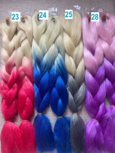 Канекалон сяючі 2-кольорові кіски різнокольорові пасма волосся для плетіння