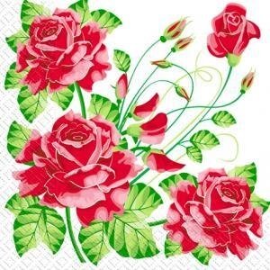 Серветки 33х33 Червоні троянди Марго 20шт