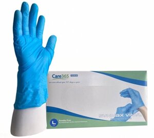 Care365 Synmax Винил-нитриловая перчатка, без пудры, цвет Синий уп. 100шт (50пар) Размер L