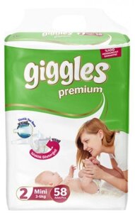 Підгузки дитячі Giggles Premium 2 Mini 3-6 кг 58 шт