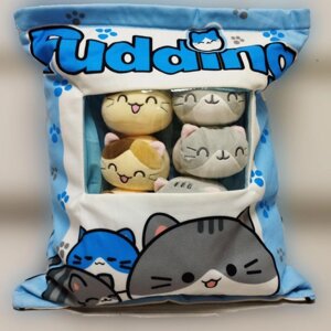 Подушка з іграшками кошенятами всередині Pudding | Плюшева подушка для м'яких іграшок котики середині Pudding