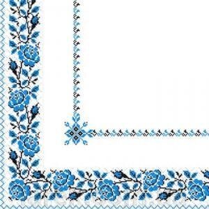 Серветки 33х33 укр. орнамент (вишиванка синя) Марго 50шт від компанії Владимир - фото 1
