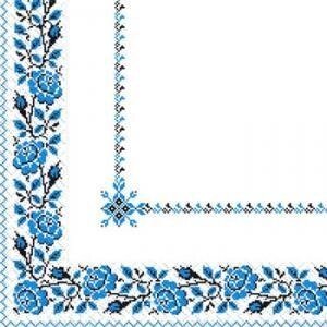 Серветки 33х33 укр. орнамент (вишиванка синя) Марго 50шт