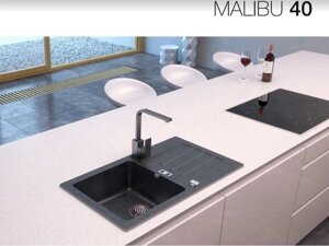 Гранітна прямокутна кухонна раковина з крилом і квадратною чашкою AXIS Malibu 40, чорний 1.102.111.10
