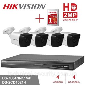 Комплект відеоспостереження 4 IP-камери з PoE Hikvision DS-7604NI-E1/4