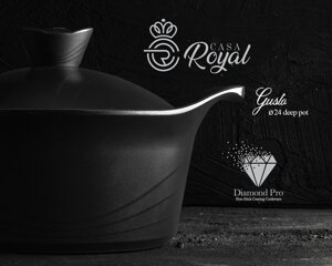 Каструля 24 cm Gusto від CASA ROYAL з антипригарним покриттям "Greblon Diamond Pro"Колір - Чорний