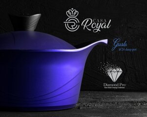 Каструля 24 cm Gusto від CASA ROYAL з антипригарним покриттям "Greblon Diamond Pro"Колір - синій