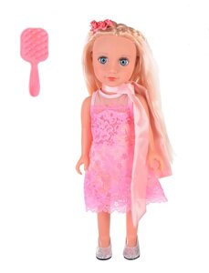Лялька дитяча красива з довгим волоссям для зачісок у красивій сукні PL-521-1810C гребінець